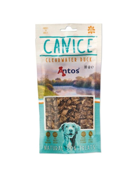 Morceaux de canard 100% naturels. CANICE DUCK 80 GR. Vue avant du sachet