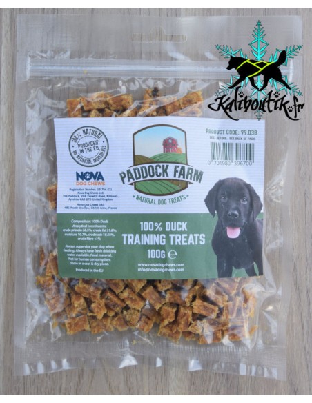 Morceaux de canard déshydraté 100% naturels en sachet de 100 g