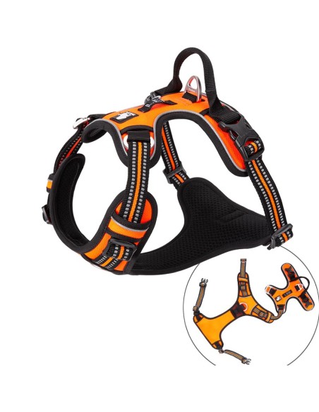 Harnais Country+ Truelove vue de côté gauche et vue ouvert - orange - kaliboutik