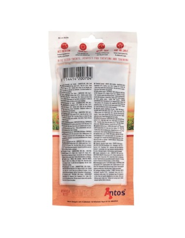 Morceaux de boeuf 100% naturels. ANTOS CANICE BEEF 80 GR vue de arrière du sachet.