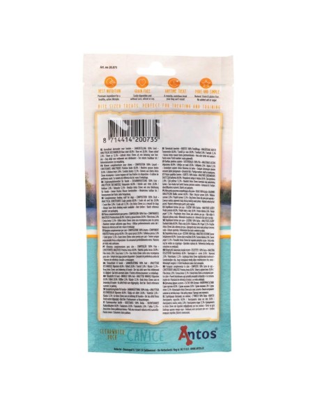 Morceaux de canard 100% naturels. CANICE DUCK 80 GR. Vue arrière du sachet