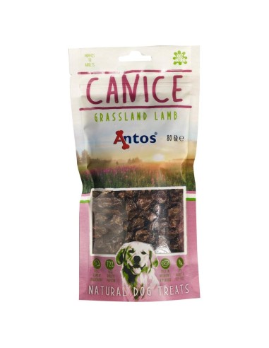 Morceaux d'agneau 100% naturels. CANICE LAMB 80 GR. Vue avant du sachet