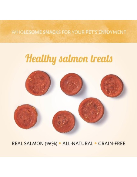 Autre vue des snacks au Saumon 80 GR. Antos Wild Salmon 80gr