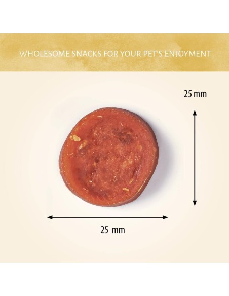 Dimensions approximatives des snacks au Saumon 80 GR. Antos Wild Salmon 80gr