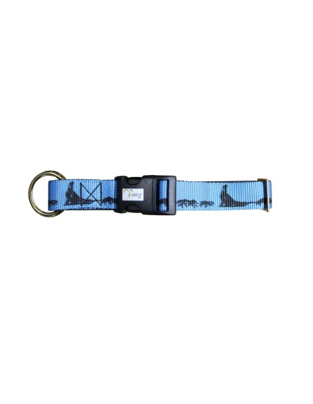 Collier bleu avec clip - vue de profil