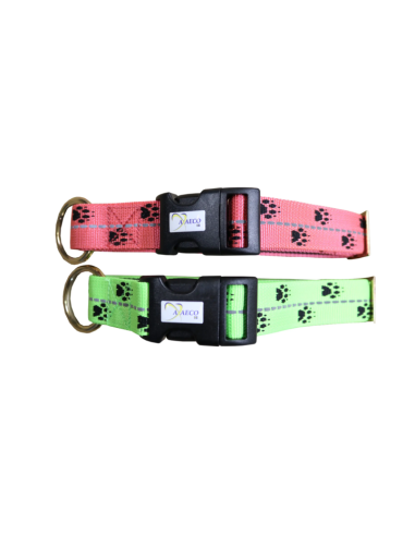 Collier Reflex vert et rose avec clip - vue de profil
