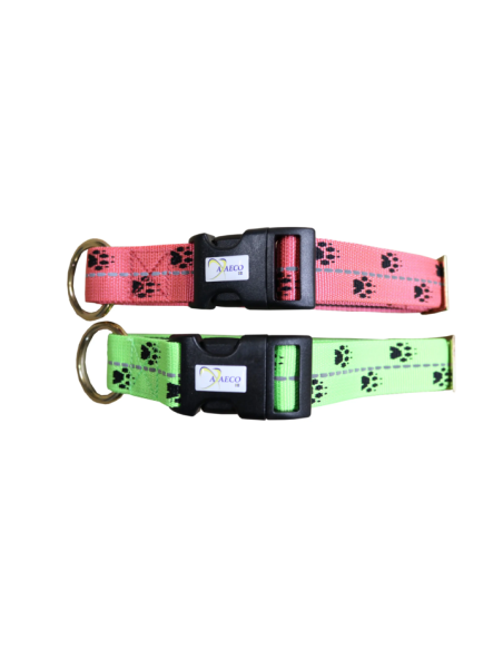 Collier Reflex vert et rose avec clip - vue de profil