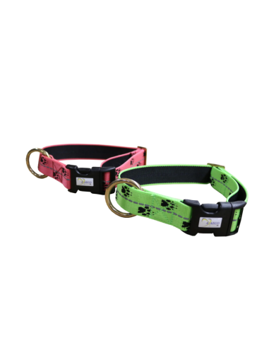 Collier Reflex vert et rose avec clip - vue de dessus