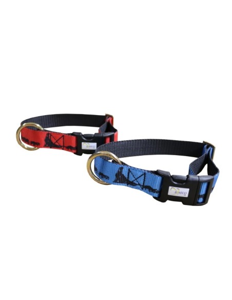 Collier rouge ou bleu avec clip - vue de dessus