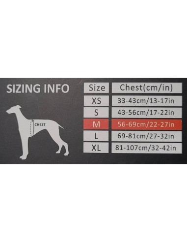 Tableau des tailles harnais Truelove Country plus spécial édition
